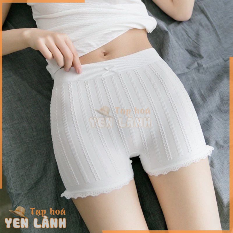 Quần Váy Nữ ❤️FREESHIP❤️ Quần Mặc Váy Nữ Cotton thiết kế gân tăm phối ren mềm mại túi zip- QV 398