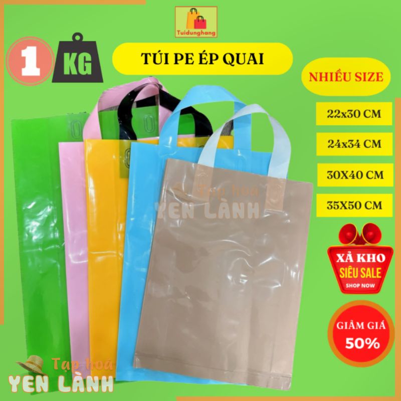 1kg Túi Đựng Hàng Nilong PE Ép Quai Xách Tuidunghang Nhiều Màu Đựng Quần Áo Giày Dép Mỹ Phẩm Thời Trang Giá Rẻ