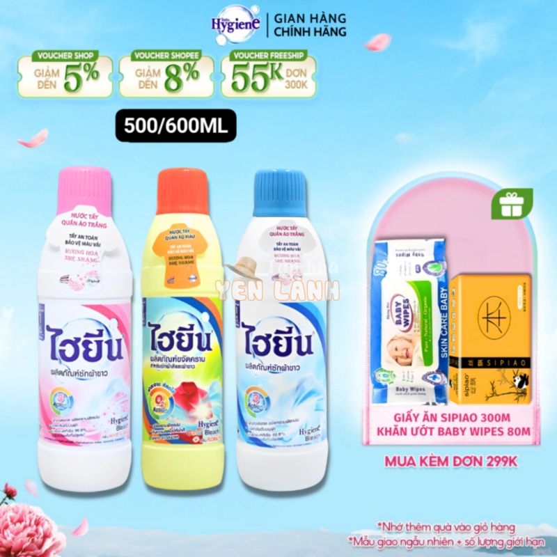 Thuốc Tẩy Trắng Quần Áo Hygiene – Nước Tẩy Quần Áo Trắng Và Màu Thái Lan 500/600ml