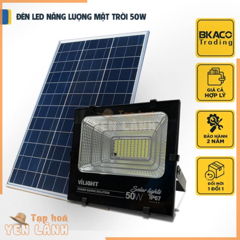 Đèn pha năng lượng mặt trời 50W Vi-Light VLFL50MT1, Chip Led Bridgelux Top USA, BH 2 năm đổi mới