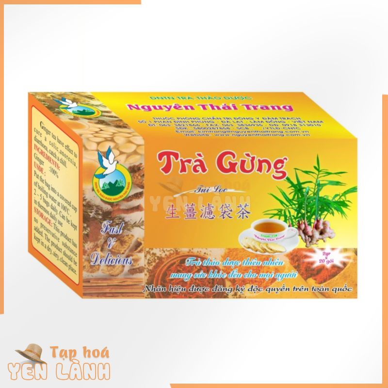 Trà Gừng – Giảm Đau Bụng, Cảm Mạo Phong Hàn (Hộp 20 Túi Lọc X 2g) – Nguyên Thái Trang – Thảo Dược Thiên Nhiên