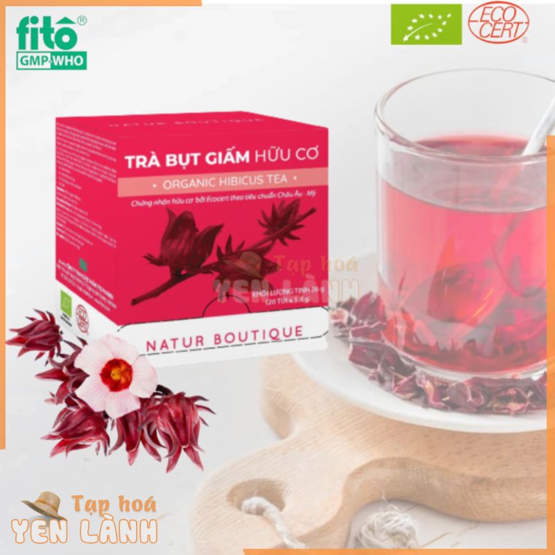 Trà Bụt (bụp) Hữu Cơ Giảm Cholesterol, Huyết áp cao, dạng 20 túi lọc (Organic Hibiscus tea, 20 teabags)