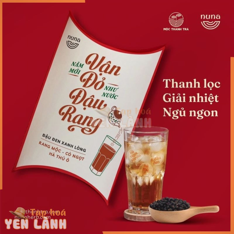 Trà Đậu Đen – Cỏ ngọt – Hà thủ ô túi Vận đỏ 50G (có 1 túi lọc) Mộc Thanh Trà, thức uống thanh nhiệt, ngủ ngon