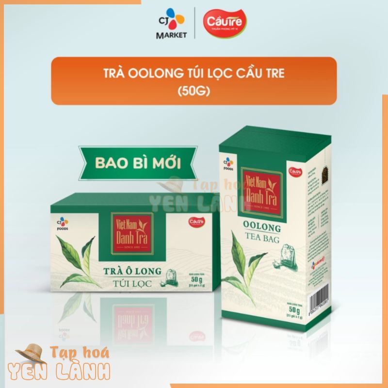 [Lô mới] Trà Oolong Túi Lọc Cầu Tre – 1 hộp (25 gói) hoặc 3 hộp (75 gói) (Trà túi lọc o long/ô long thưởng thức-pha chế)