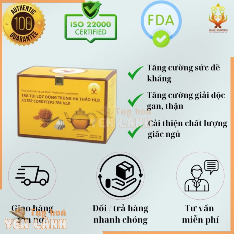 Hoàng Linh Biotech – Trà túi lọc Đông Trùng Hạ Thảo HLB – 60gram