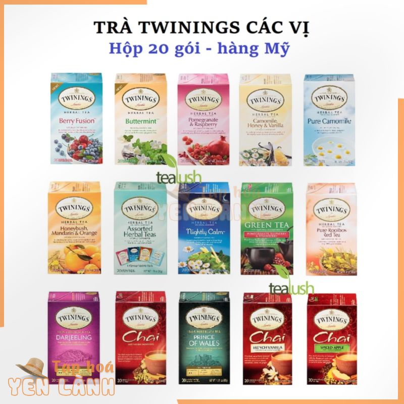 Trà túi lọc Twinings các vị hộp 20 gói (hàng Mỹ date xa)