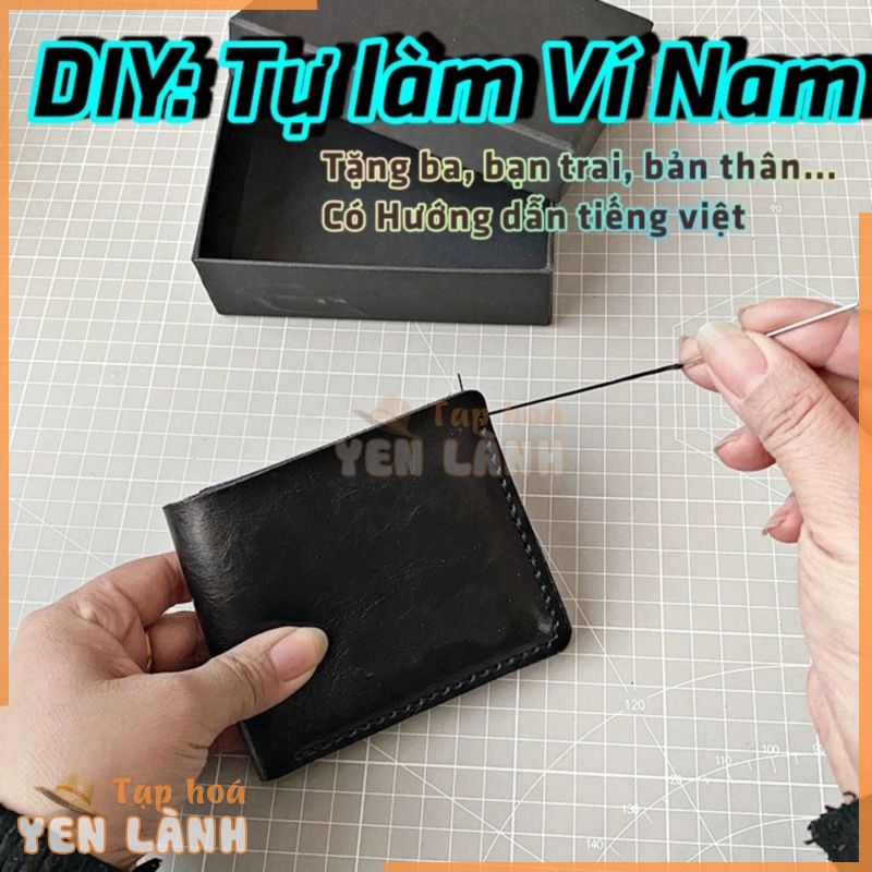 Tự làm Ví da, bóp da cho bạn trai, Nam giới để đựng tiền, có video hướng dẫn, chất liệu cao cấp, ví handmade