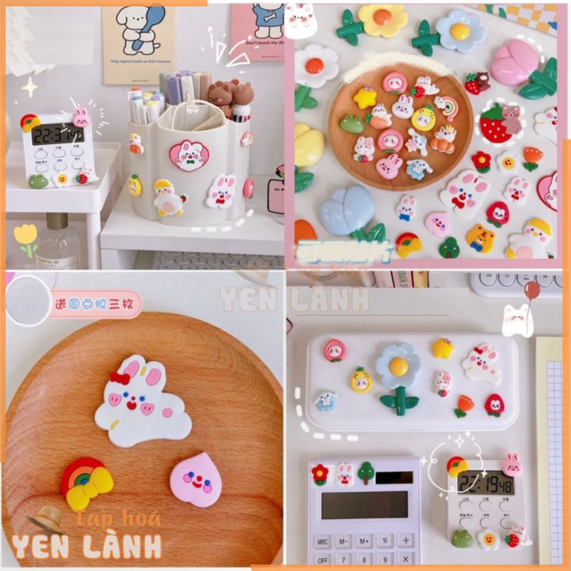 Set 3 miếng dán sticker 3D tự trang trí hoạt hình dán bình nước túi xách máy tính decor vật dụng Tatitava