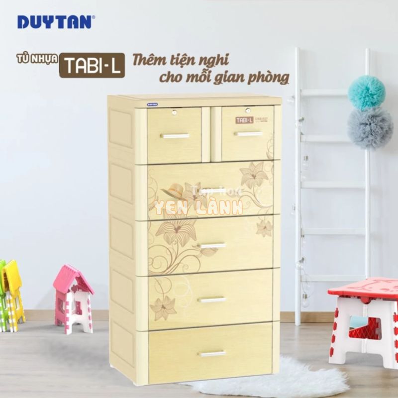 Tủ nhựa Duy Tân Tabi L 5 tầng 6 ngăn MÀU KEM -GIAO NHANH 2H