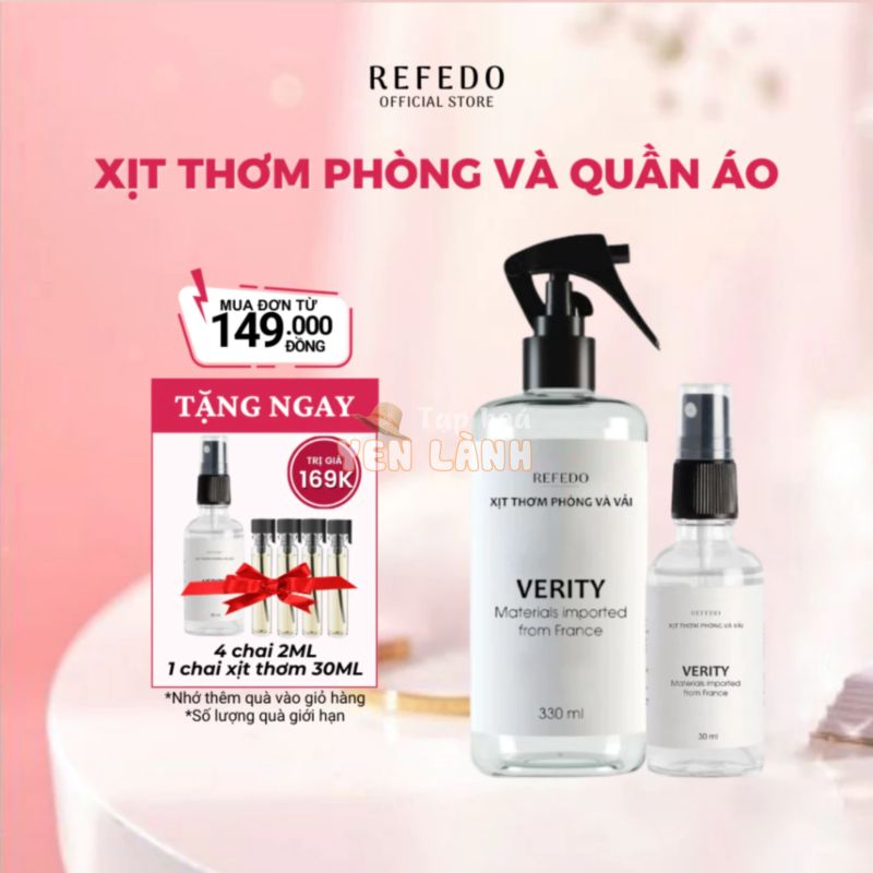 Xịt thơm quần áo chính hãng Refedo chai nước hoa xịt khử mùi sịt thơm phòng ngủ vải tủ quần áo nam nữ hương hoa tự nhiên