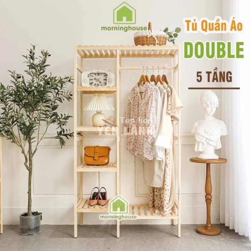 [Mã LIFEBKM1 giảm 10% tối đa 1 triệu đơn từ 500k] Tủ Treo Quần Áo Gỗ Morning House 87×150 cm. Tủ Quần Áo Gỗ Lắp Ráp