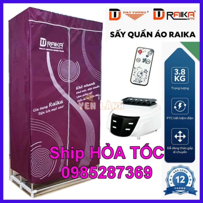 Máy Sấy, Tủ Sấy Quần Áo Đạt Tường DTSQAC01 1500W, Raika, Sấy Tối Đa 25KG HÀNG CHÍNH HÃNG, BẢO HÀNH 1 NĂM