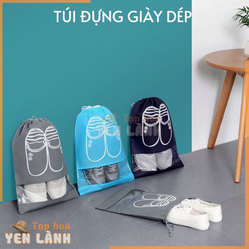 Túi đựng giày dép vải dù dây rút chống bụi ẩm mốc, bỏ vali du lịch, xếp gọn tủ đồ