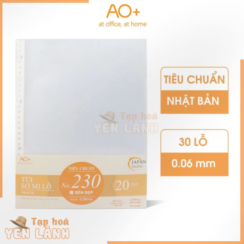 Bìa Lỗ (Túi Sơ Mi) A4, AO+, Dày 0.06 mm, 30 lỗ (Xấp 20/50 Cái)