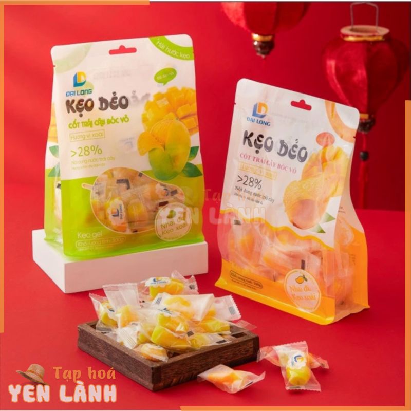 [Túi 300g] Kẹo dẻo xoài chín bóc vỏ Đại Long hợp tiệc, liên hoan ăn vặt thơm ngon và bổ dưỡng