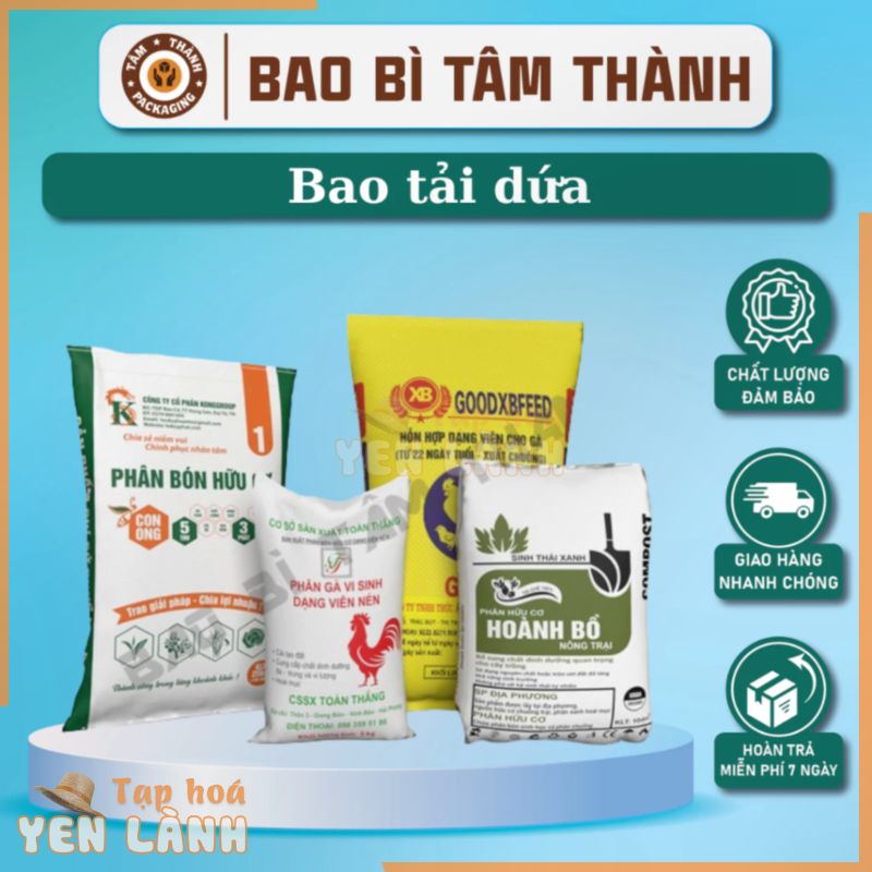 Bao tải dứa các loại nhiều kích thước màu sắc lựa chọn đặt in ấn thiết kế theo nhu cầu khách hàng bao bì Tâm Thành