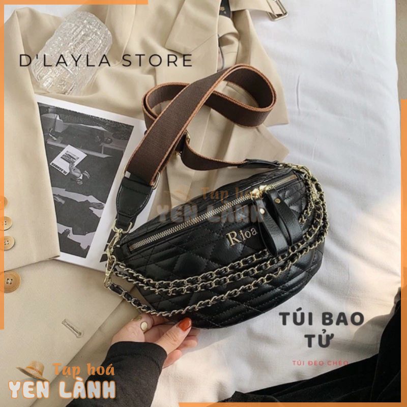 Túi bao tử nữ đeo chéo đeo trước ngực tiện ích giá rẻ D’layla chất da Pu mềm mịn size 24 thiết kế mới nhất 2021