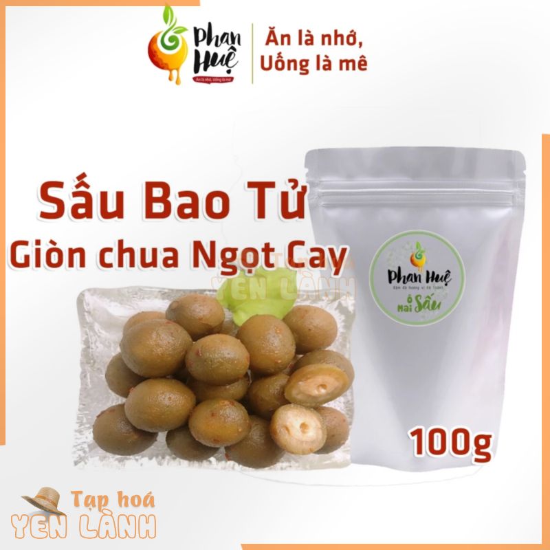 Ô mai xí muội sấu bao tử giòn chua ngọt cay Phan Huệ túi zip 100g giảm ho rát họng đặc sản Hà Nội