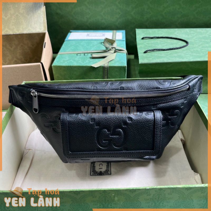 Túi xách Gucci bao tử màu đen size 28x18x8 cm, túi da thật hoạ tiết GG nổi bật