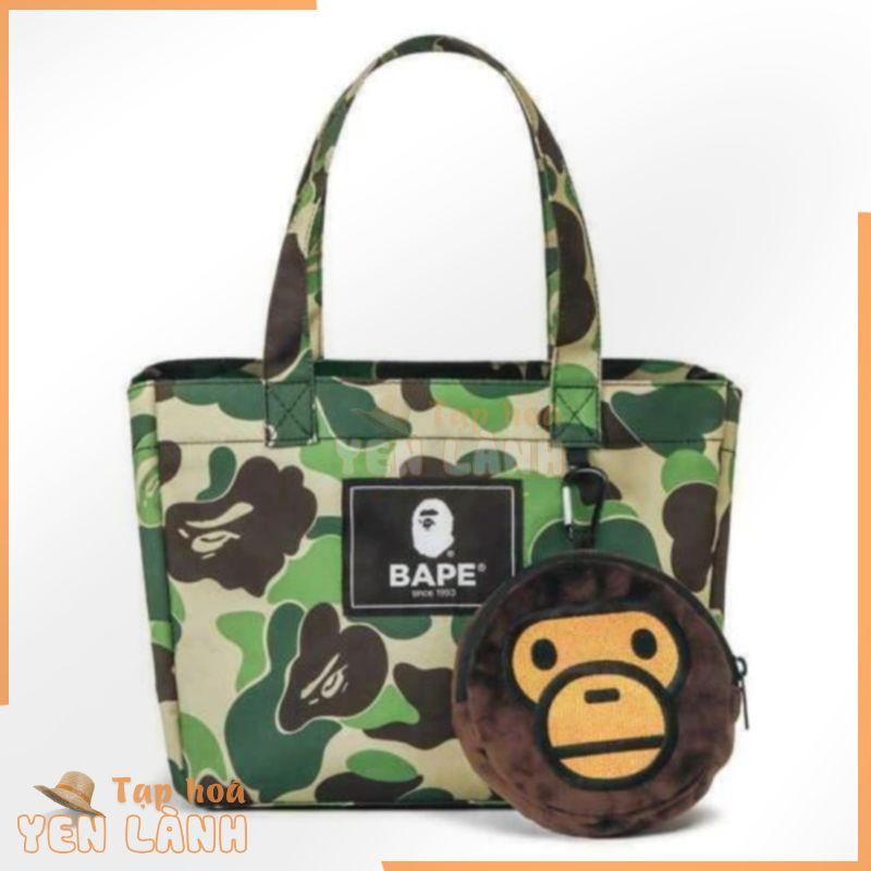 BAPE KID BAG – 2 IN 1, COMBO TÚI TOTE BAG MINI ( tặng kèm móc khoá khỉ có thể bung thành túi to)