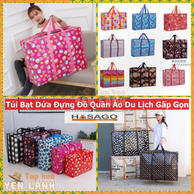 Túi Bạt Dứa Đựng Đồ Quần Áo Du Lịch Gấp Gọn Cỡ Size Lớn 90cm Dựng Chăn Màn Quần Áo Chống Nước Siêu Bền Tphcm