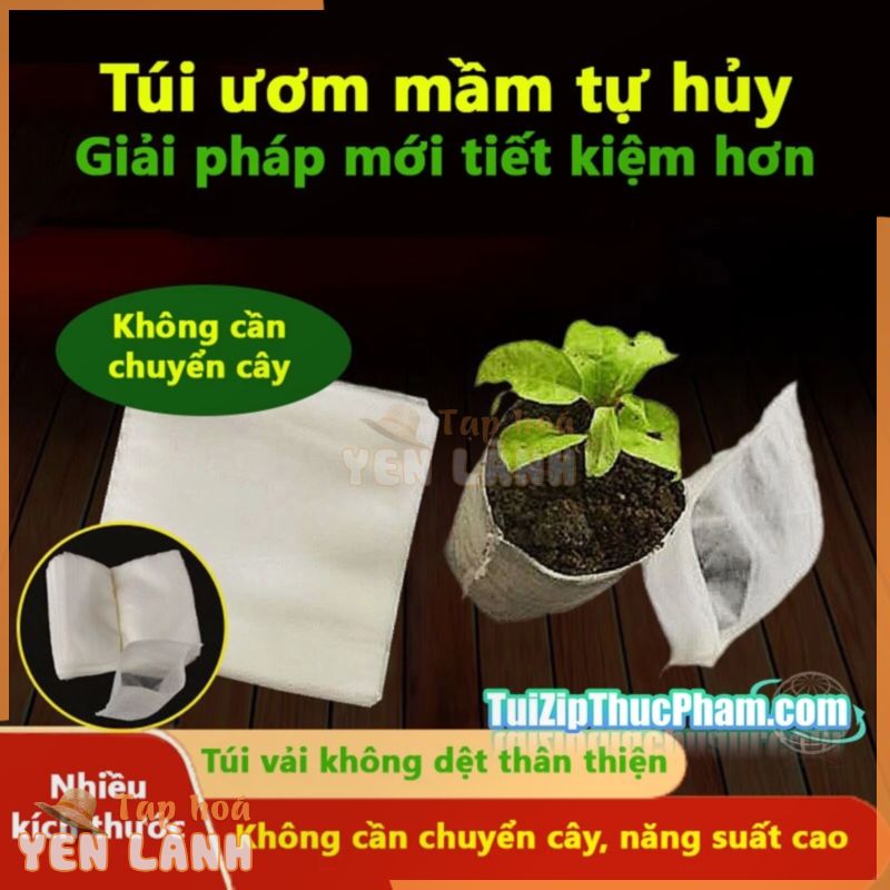 Túi ươm mầm, bầu ươm giống cây trồng tự tiêu, vải không dệt thoáng khí, không di chuyển cây 100 túi