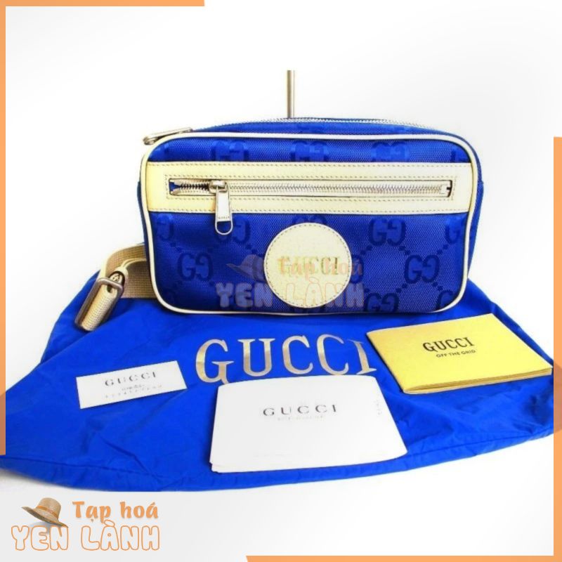 Authentic GUCCI Off The Grid belt bag Blue Nylon GG Waist Packs Belt Bag #9515 Pre-owned