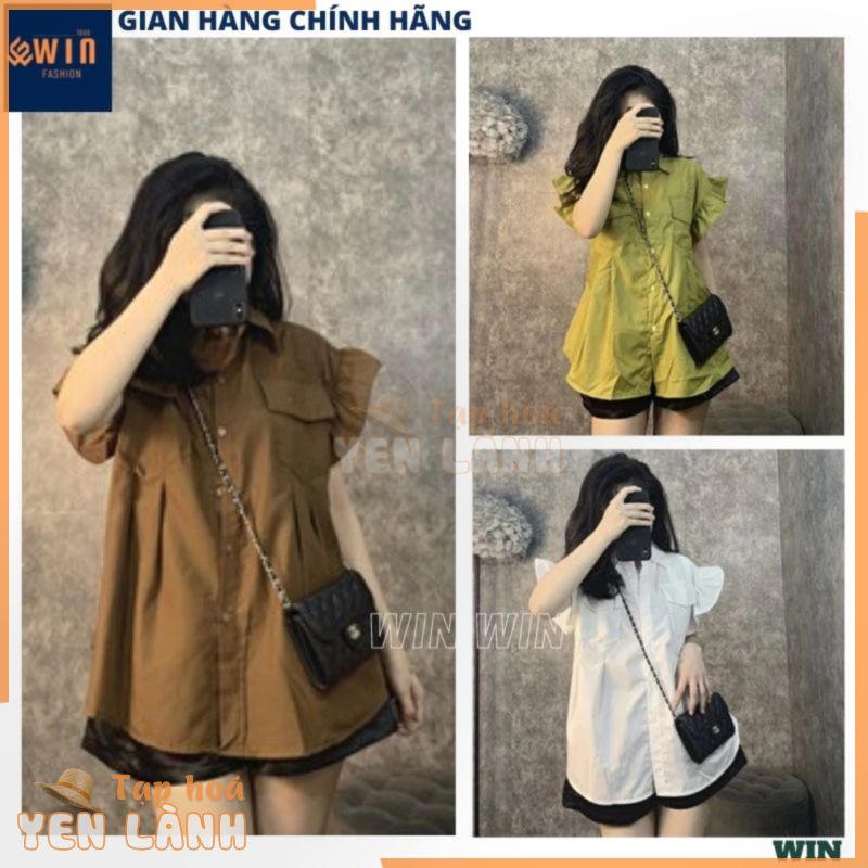 Áo sơ mi cánh tiên bánh bèo túi ngực xinh xắn, Áo babydoll cổ bẻ điệu đà 3 màu cực tây thời trang hàn quốc – WIN