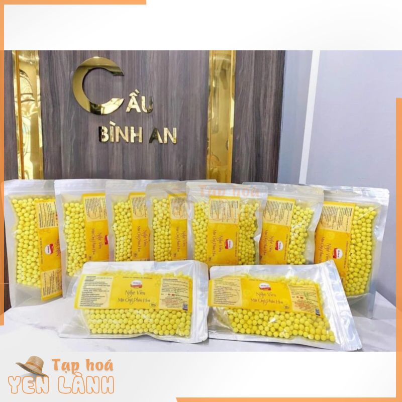 Viên nghệ mật ong phấn hoa Cầu Bình An túi zip 500gr to bự đẹp da hỗ trợ hết đau dạ dày