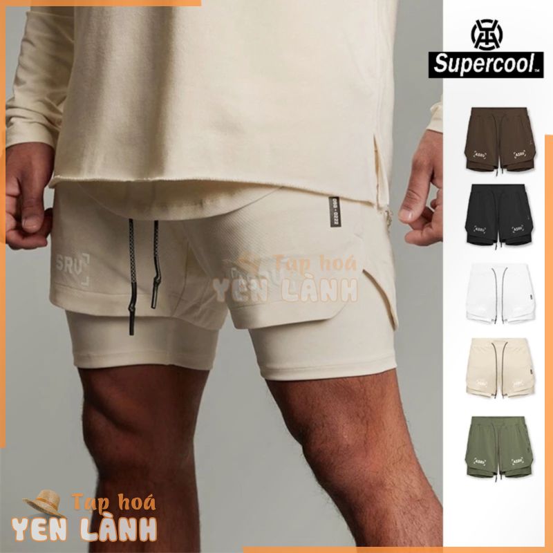 #SupercooL# 2 Lớp Quần Short Đùi Thể Thao Nam Quần Thun Giữ Nhiệt Thể Dục Chuyên Big Size Chuẩn Form Vải Thoáng Thun Lạnh PE Co Nhanh Khô Cao Cấp Co Giãn Phong Cách âu Mỹ Túi Hộp Mỏng Nhẹ Thương Hiệu Streetwear Nhiều Màu Chạy Bộ Bóng Rổ Gym Cầu Lông