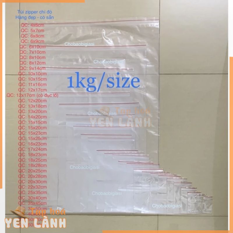 {1kg/size} Túi zipper chỉ, túi díp, có 38 size hàng đẹp, bóng dẻo, dày, chắc chắn (SP y hình)