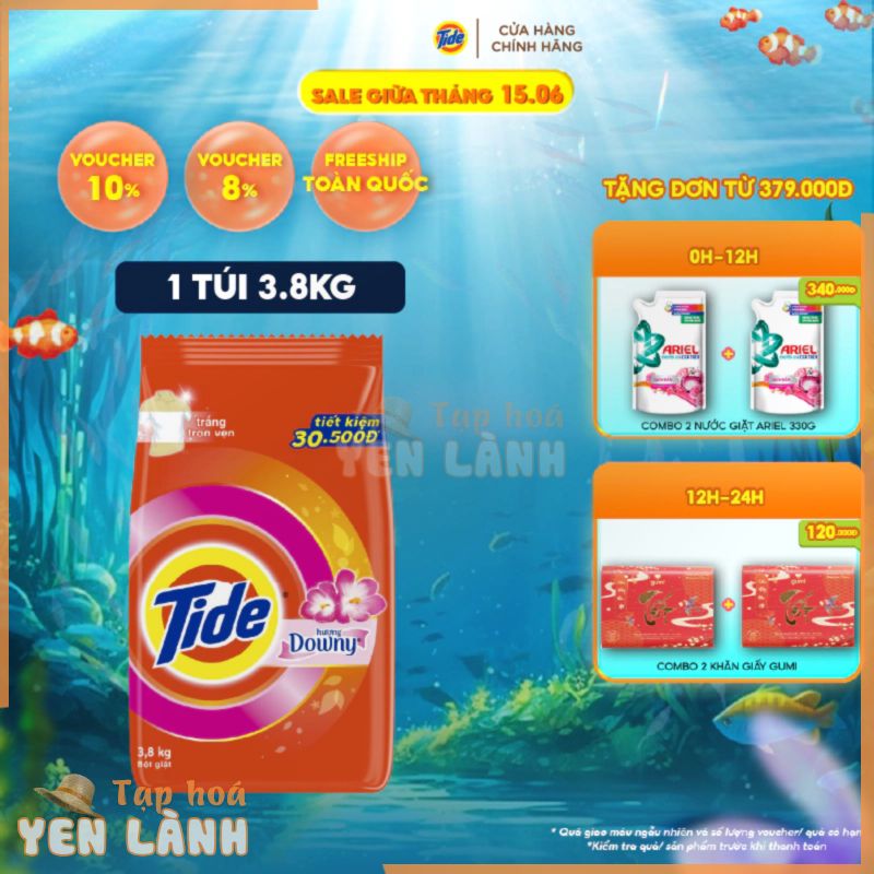 Bột giặt Tide Hương Downy Túi 3.6kg/3.8kg