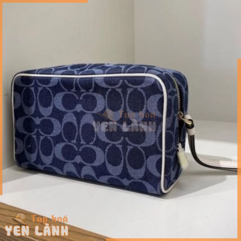 Túi chính hãng Coach Cluch cầm tay logo xanh. Bảng màu cực tây -Size : 21 x 13cm