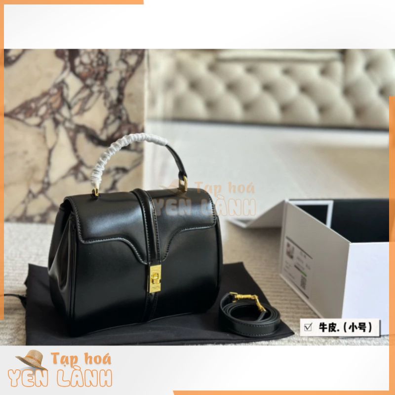 Túi xách Celine mini màu đen da bò mềm mại size 19×16 cm full box