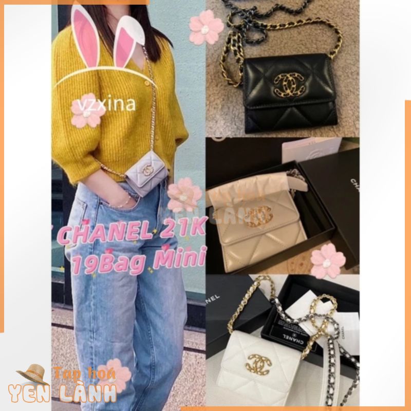 100% Thương Hiệu Mới Nguyên Bản Chanel 21K 19 Túi Mini Lật Túi Vai Đơn