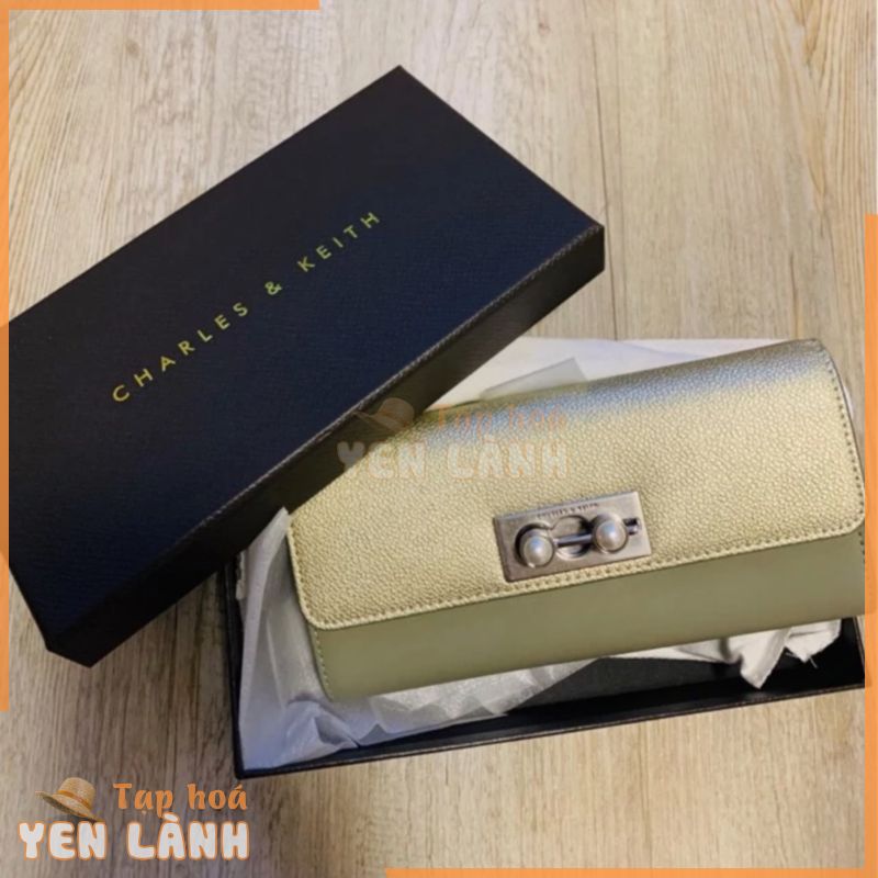 [Auth Giá Sốc] Ví Cầm Tay Charles & Keith Auth màu xanh Sage Green – ví Cnk có dây đeo