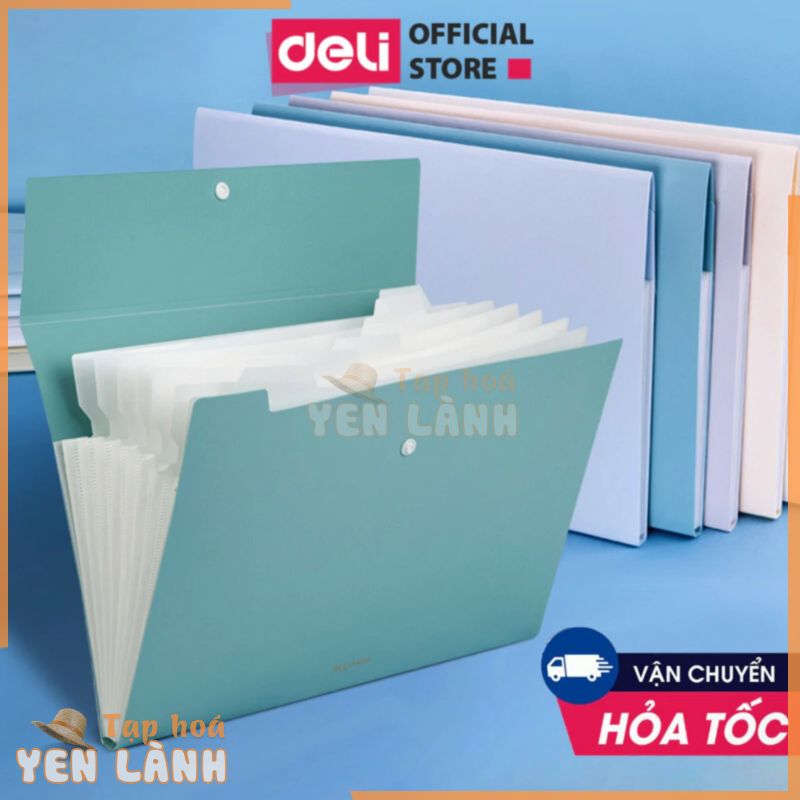 Túi Đựng Tài Liệu 5/ 7/ 8 Ngăn A4 Deli – File Cặp Tệp Đựng Tài Liệu Chia Nhiều Ngăn Bìa Hồ Sợ Nhựa Cứng Chứng Từ – 72456