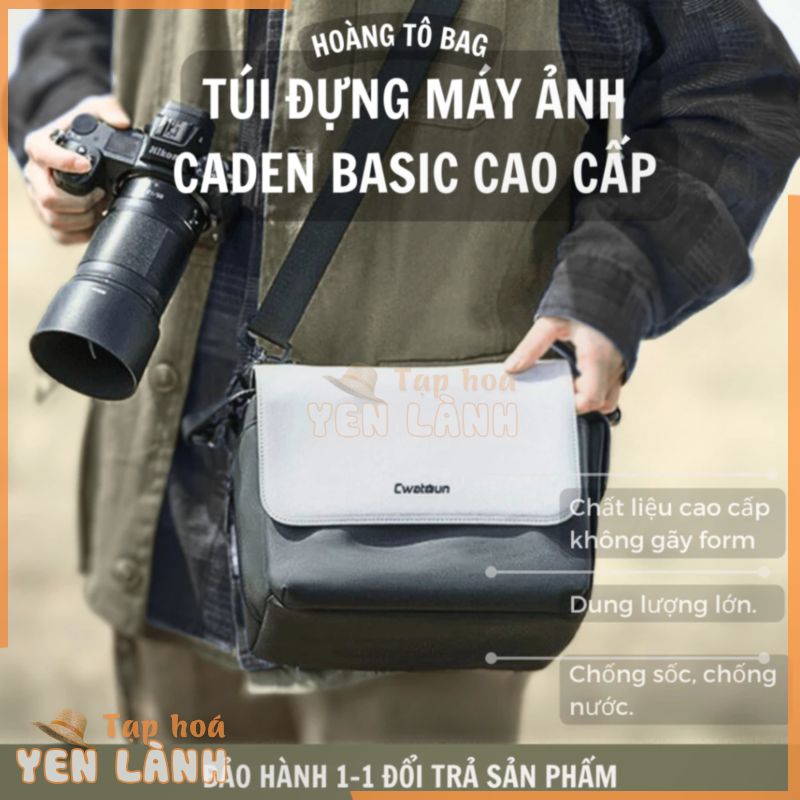 Túi đựng máy ảnh da Caden mirrorless thời trang cao cấp chống sốc chống nước trắng đen