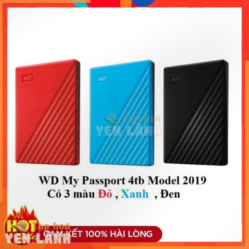 Ổ cứng di động WD My Passport 4Tb Model 2019- Tặng túi chống sốc Bảo hành 3 năm