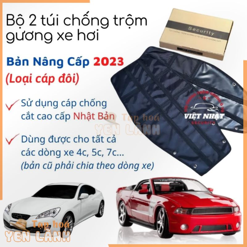 [Bản nâng cấp 2023 – Cáp Đôi] – Bộ 2 túi chống trộm gương ô tô xe hơi Việt Nhật, có viền cáp lõi thép chống cắt