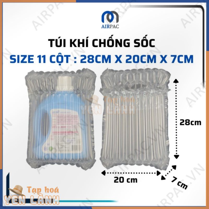 Bao bì đóng gói, túi nilon, túi khí chống sốc Airpac vận chuyển bọc đồ dễ vỡ size 11 cột bọc đồ cỡ 28cm x 20cm x 7cm