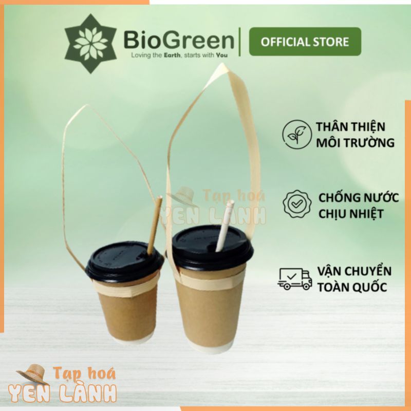 100 quai xách ly giấy, quai ly lá cây túi chữ T đựng cafe bằng giấy kraft cao cấp, lá cây dẻo dai, thân thiện môi trường