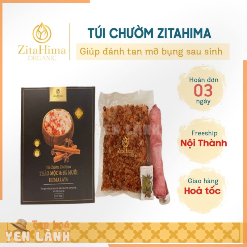 Túi chườm ZitaHima đánh tan mỡ bụng sau sinh gồm đá muối hồng Himalaya và thảo mộc 1000gr