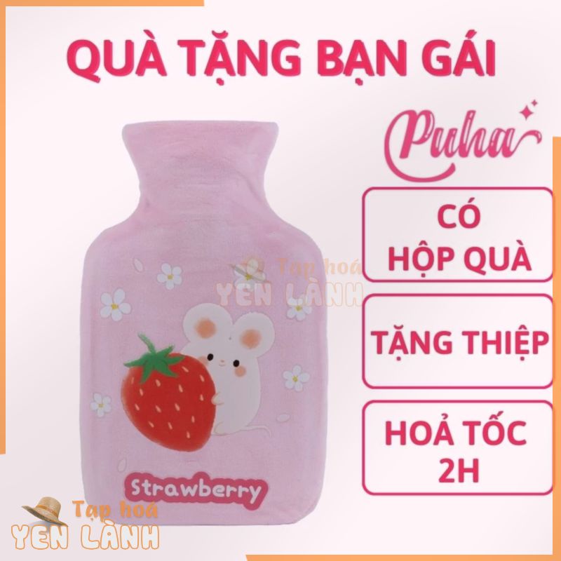 Túi chườm bụng kinh PUHA 1000ml, túi chườm nóng sưởi ấm giảm đau bụng kinh giảm đau hiệu quả cho nữ