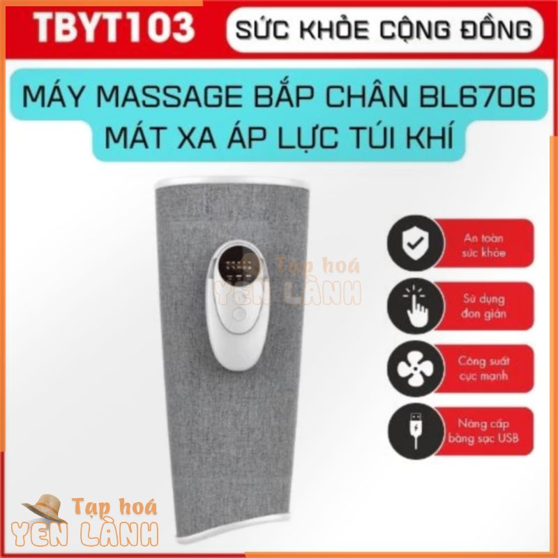 Máy mát xa bắp chân BL-6706, massage áp lực túi khí, chườm nóng nhiệt không đổi, thiết kế không dây, điều khiển từ xa