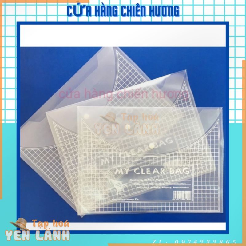 Set 4 Túi khuy, túi cúc, túi My clear Khổ A3, A4 loại dày, mỏng, trung