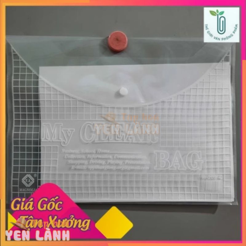 10 túi my clear bag/ túi khuy bấm/ túi đựng hồ sơ có cúc – Loại dày khổ A4, khổ F ( khổ F to hơn A4 )