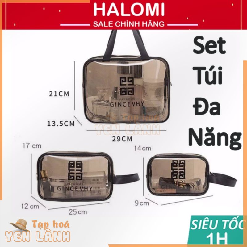 Set 3 túi đựng mỹ phẩm chính hãng HALOMI tiện lợi với 3 kích thước tiện ích cho du lịch và thẩm mỹ