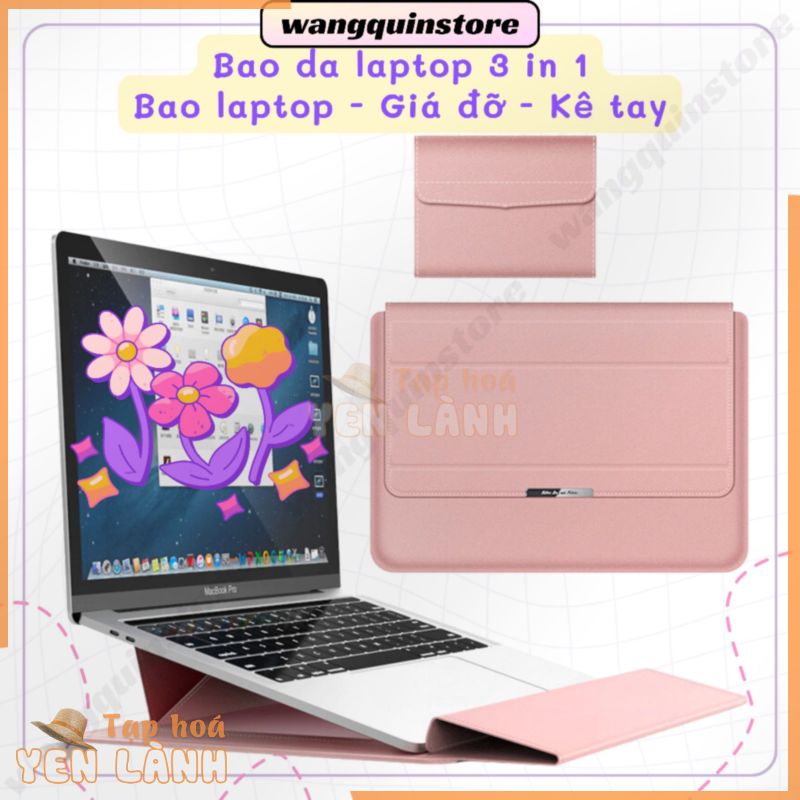 Bao Da Vỏ bảo vệ Laptop máy tính 13 13.3 15.6 inch Cao Cấp Nhiều Tính Năng Giá Đỡ Kê Tay Túi đựng Macbook bao da PU