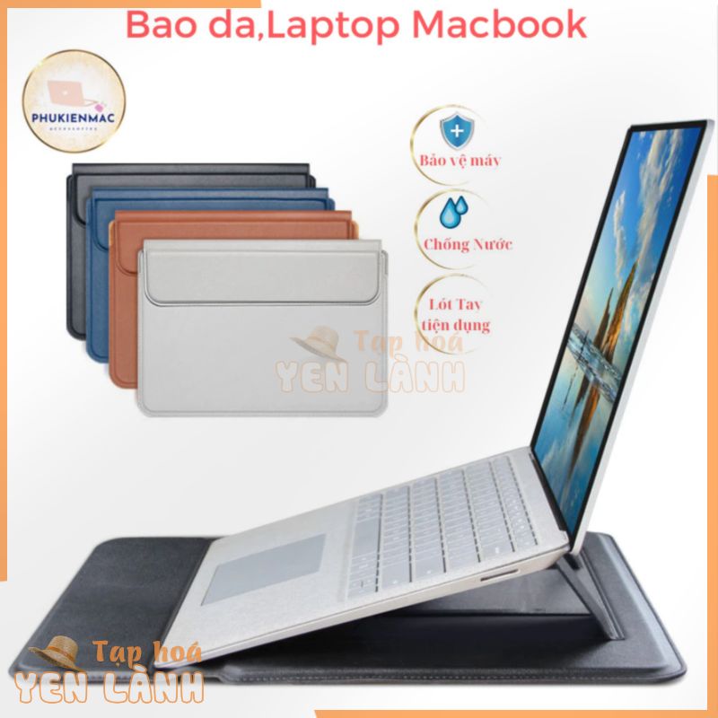 Túi đựng Macbook Air/Pro, Bao da bảo vệ Laptop 13.3/14/15.4inch tích hợp giá đỡ cao 5cm và lót chuột